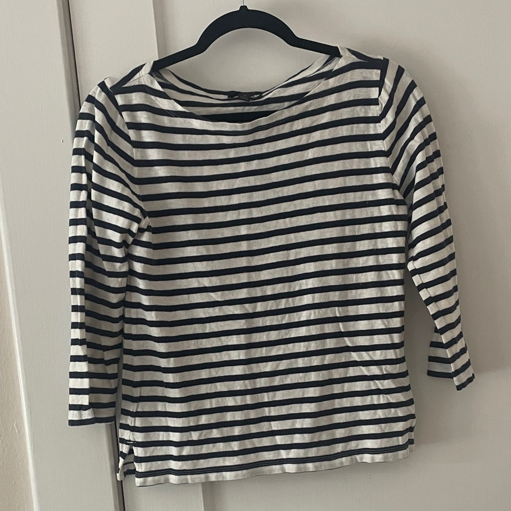 J. Crew Navy and White Striped Shirt